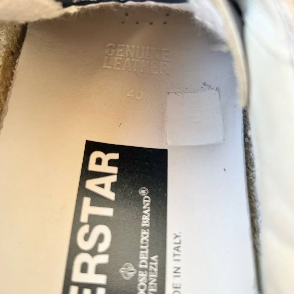 Golden Goose Superstar Crinkled Metallic Leather Sneakers With Pink Star